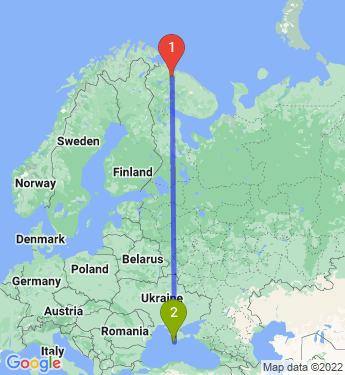 Маршрут из Мурманска в Севастополь