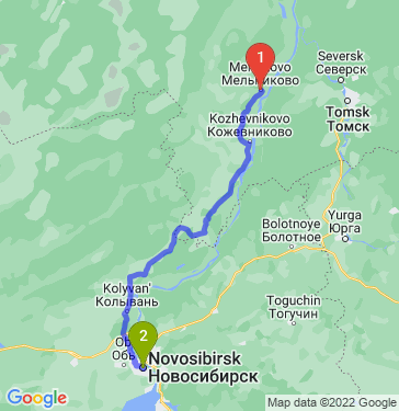 Маршрут из Мельникова в Новосибирск