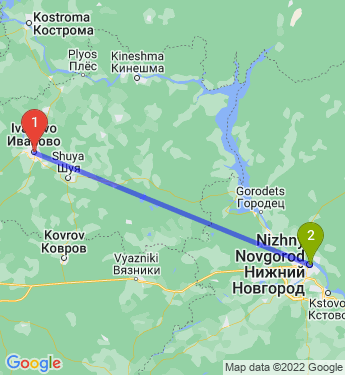 Маршрут из Иванова в Нижний Новгород
