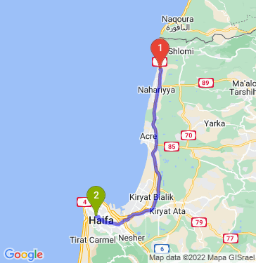 Маршрут из Нагарии в Haifa