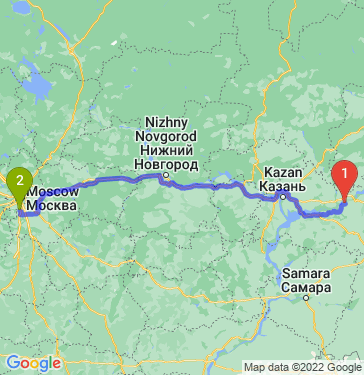 Маршрут из Нижнекамска в Подольск