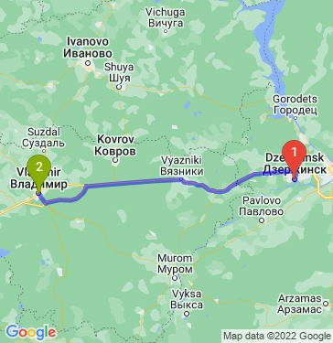 Маршрут из Дзержинска в Владимира