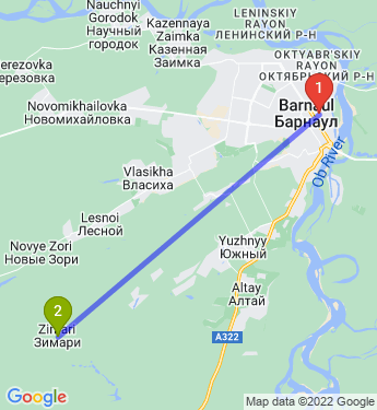 Маршрут из Барнаула в Зимари