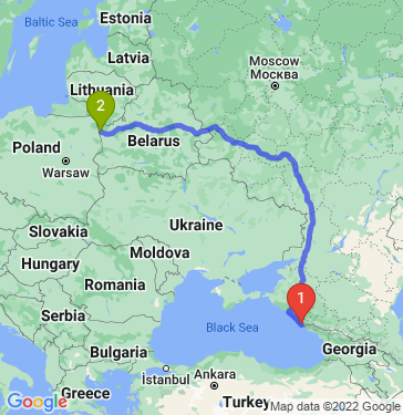 Маршрут из Сочи в Гродно