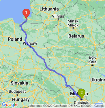 Маршрут из Калининграда в Кишинева