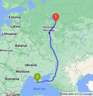 Маршрут из Ярославля в Песчаное