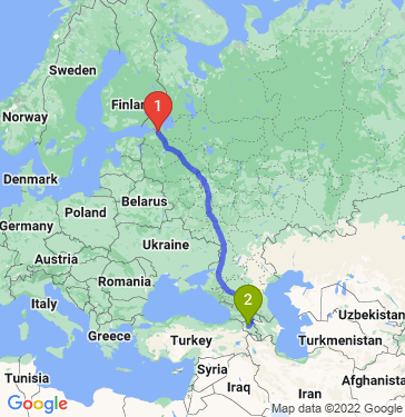 Маршрут из Санкт-Петербурга в Ванадзор