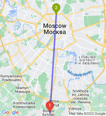 Маршрут из Бутова в Москву