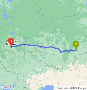 Маршрут из Москвы в Челябинск
