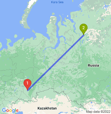 Маршрут из Уфы в Норильск