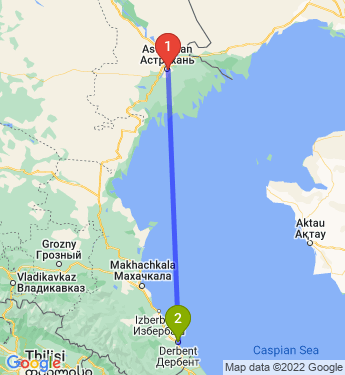 Маршрут из Астрахани в Дербента