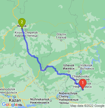 Маршрут из Нефтекамска в Киров