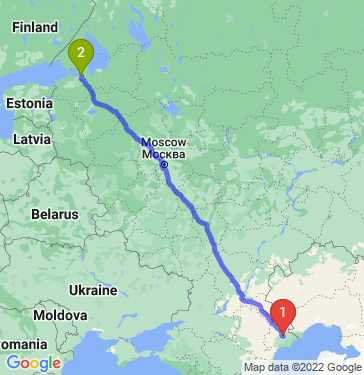 Маршрут из Астрахани в Санкт-Петербург