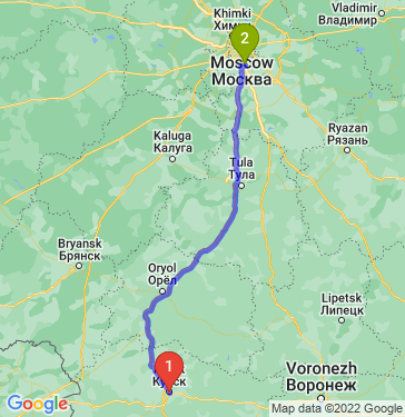 Маршрут из Курска в Москву