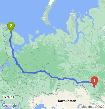 Маршрут из Барнаула в Мурманск