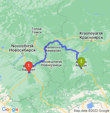 Маршрут из Барнаула в Абакан