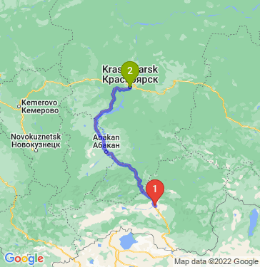 Маршрут из Кызыла в Красноярск