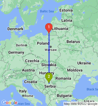 Маршрут из Калининграда в Белграда