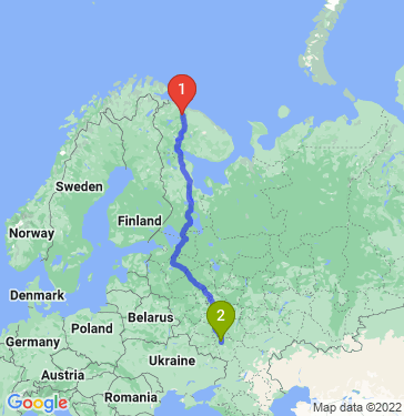 Маршрут из Мурманска в Воронеж