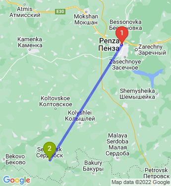 Маршрут из Пензы в Сердобск
