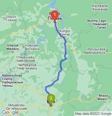 Маршрут из Перми в Уфу