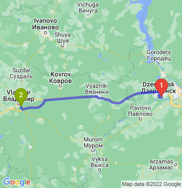 Маршрут из Дзержинска в Владимира