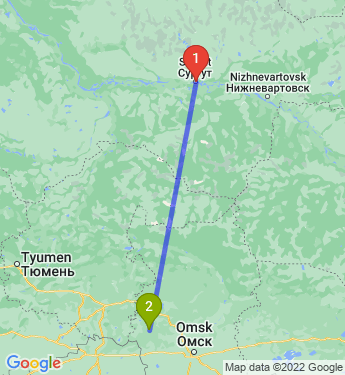 Маршрут из Сургута в Называевска