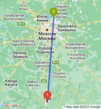 Маршрут из Тулы в Пушкино