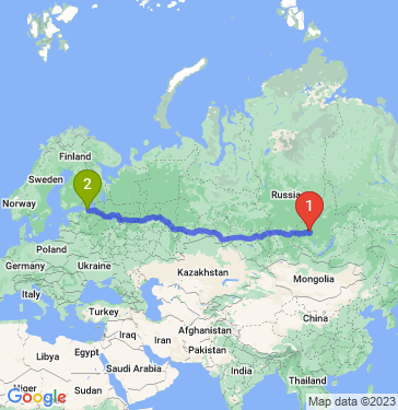 Маршрут из Братска в Санкт-Петербург