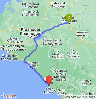 Маршрут из Сочи в Кропоткина
