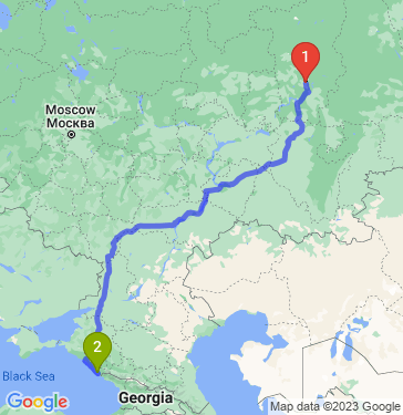 Маршрут из Перми в Сочи