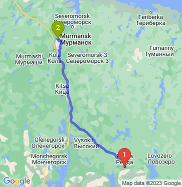 Маршрут из Ревды в Мурманск
