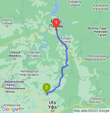 Маршрут из Перми в Бирск