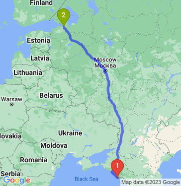 Маршрут из Сочи в Санкт-Петербург