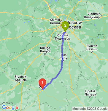 Маршрут из Орла в Домодедово