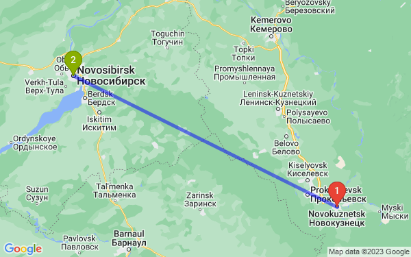 Маршрут из Новокузнецка в Новосибирск