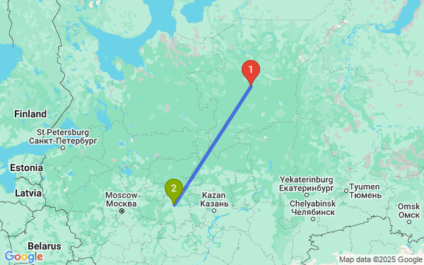 Маршрут из Ухты в Малую Ельню