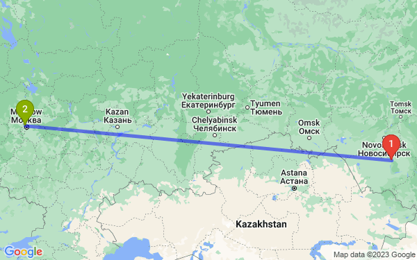 Маршрут из Барнаула в Химки