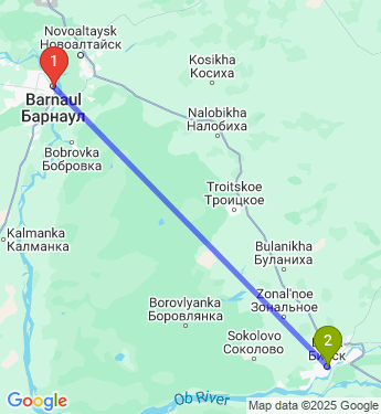 Маршрут из Барнаула в Бийск