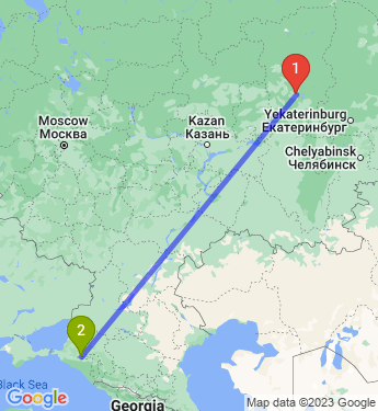 Маршрут из Перми в Краснодар