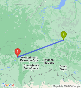 Маршрут из Перми в Сургут