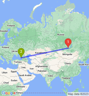 Маршрут из Ангарска в Сочи