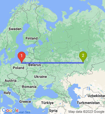 Маршрут из Калининграда в Уфу