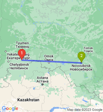 Маршрут из Кургана в Новосибирск