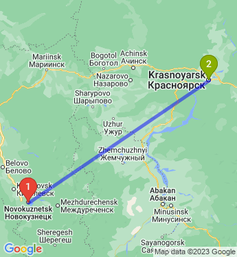 Маршрут из Новокузнецка в Красноярск