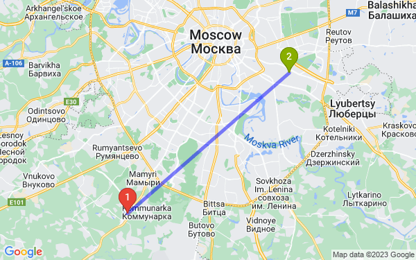 Маршрут из Сосенок в Москву
