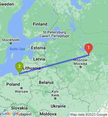 Маршрут из Ярославля в Калининград