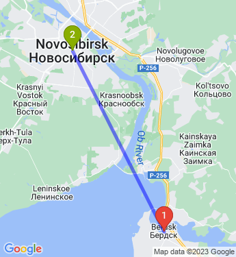 Маршрут из Бердска в Новосибирск