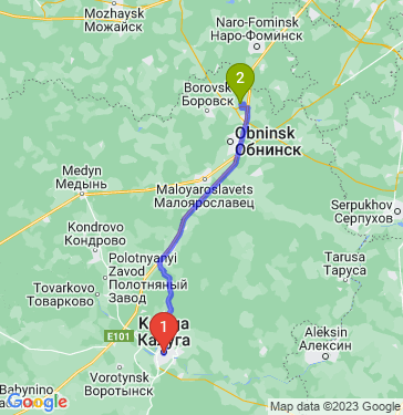 Маршрут из Калуги в Ворсино