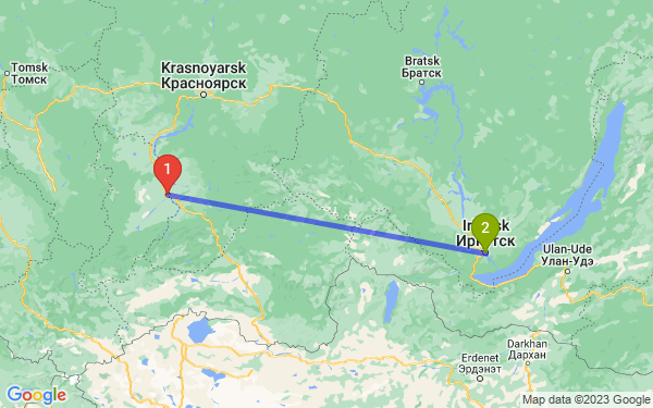 Маршрут из Абакана в Иркутск